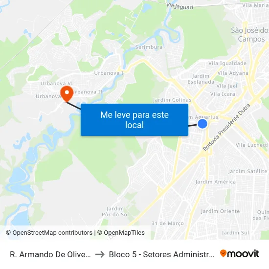 R. Armando De Oliveira Cobra, 500 to Bloco 5 - Setores Administrativos Fve / Univap map