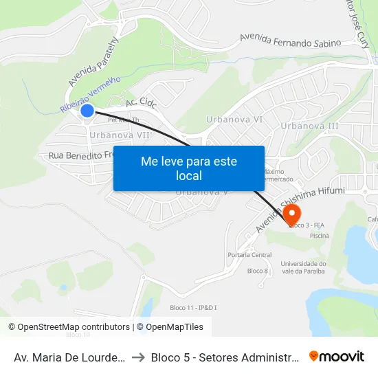 Av. Maria De Lourdes Friggi, S/Nº to Bloco 5 - Setores Administrativos Fve / Univap map