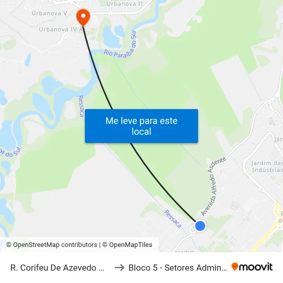 R. Corifeu De Azevedo Marques, Oposto 3370 to Bloco 5 - Setores Administrativos Fve / Univap map
