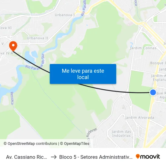 Av. Cassiano Ricardo, 441 to Bloco 5 - Setores Administrativos Fve / Univap map