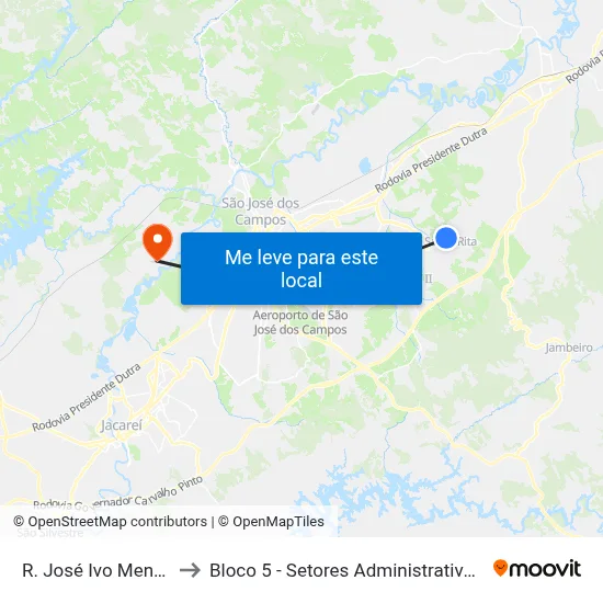 R. José Ivo Mendes, 696 to Bloco 5 - Setores Administrativos Fve / Univap map