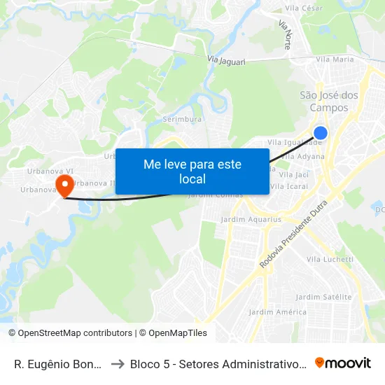 R. Eugênio Bonádio, 63 to Bloco 5 - Setores Administrativos Fve / Univap map