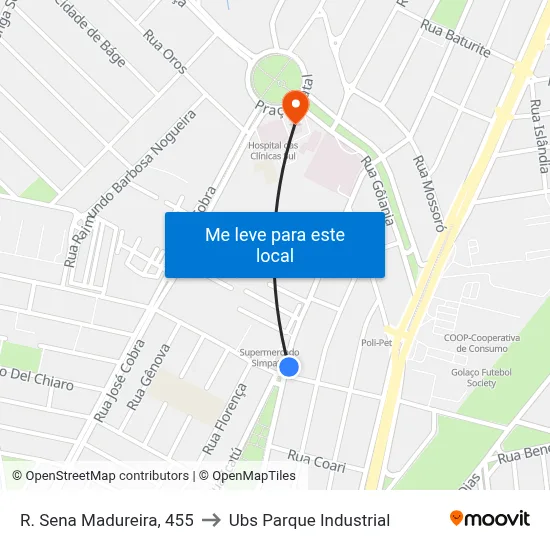 R. Sena Madureira, 455 to Ubs Parque Industrial map
