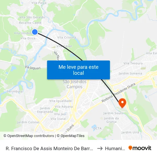 R. Francisco De Assis Monteiro De Barros, 125 to Humanitas map