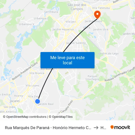 Rua Marquês De Paraná - Honório Hermeto Carneiro Leão Zona Preferencial 01 - Zap 1 Jacareí - São Paulo 12312 Brasil to Humanitas map