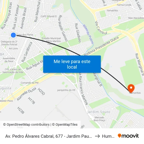 Av. Pedro Álvares Cabral, 677 - Jardim Paulista, São José Dos Campos to Humanitas map