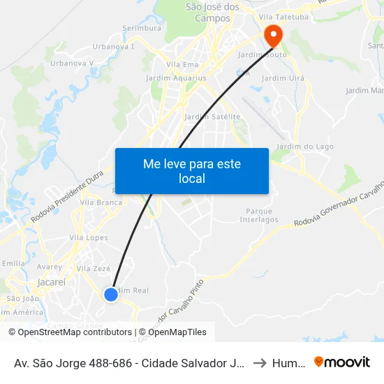 Av. São Jorge 488-686 - Cidade Salvador Jacareí - SP 12312-130 Brasil to Humanitas map