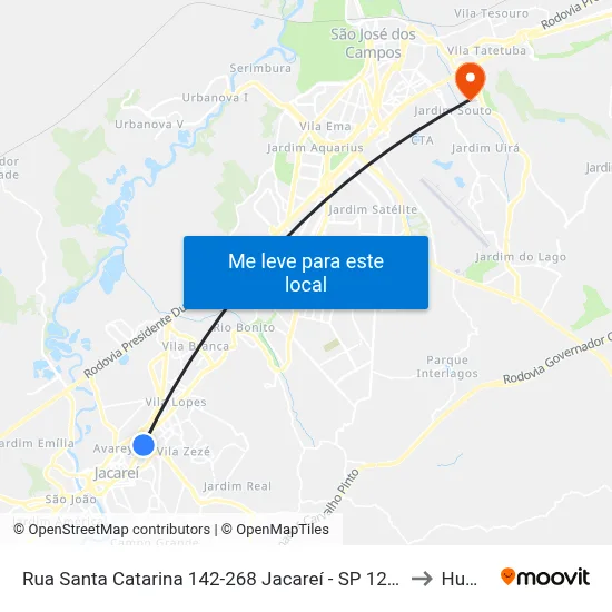 Rua Santa Catarina 142-268 Jacareí - SP 12307-130 República Federativa Do Brasil to Humanitas map