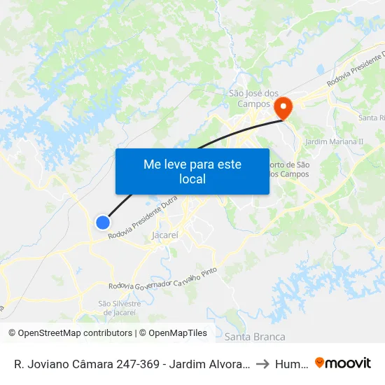 R. Joviano Câmara 247-369 - Jardim Alvorada Jacareí - SP 12332-170 Brasil to Humanitas map