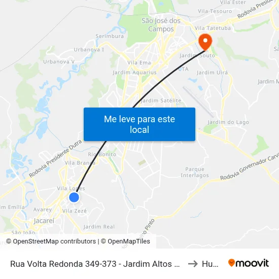 Rua Volta Redonda 349-373 - Jardim Altos De Santana I Jacareí - SP 12306-732 Brasil to Humanitas map