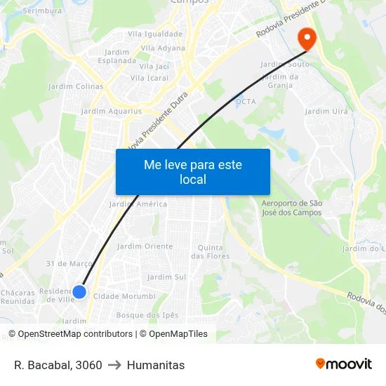 R. Bacabal, 3060 to Humanitas map