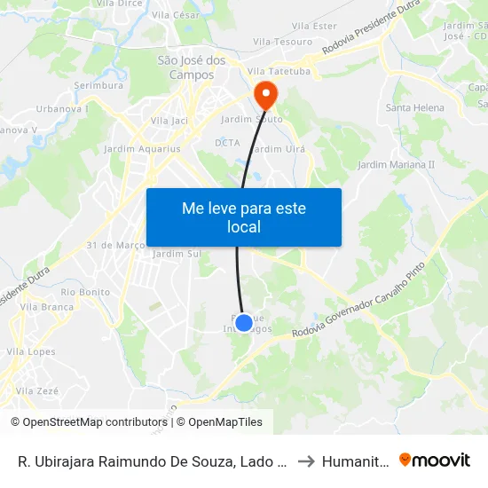 R. Ubirajara Raimundo De Souza, Lado 294 to Humanitas map