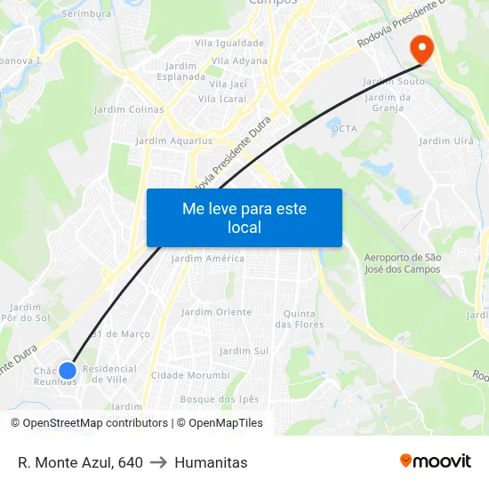R. Monte Azul, 640 to Humanitas map