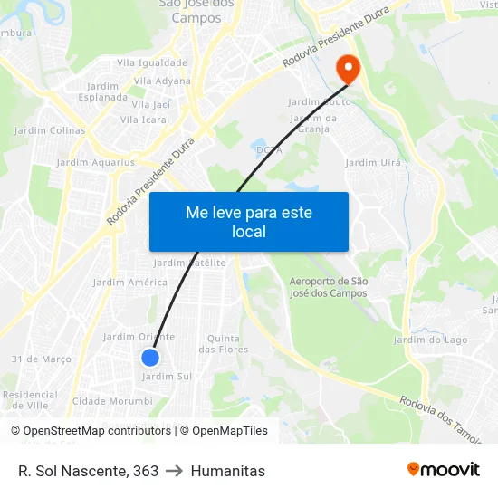 R. Sol Nascente, 363 to Humanitas map