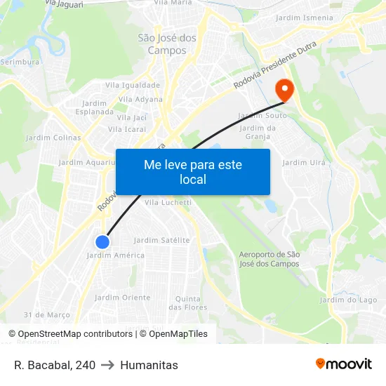 R. Bacabal, 240 to Humanitas map