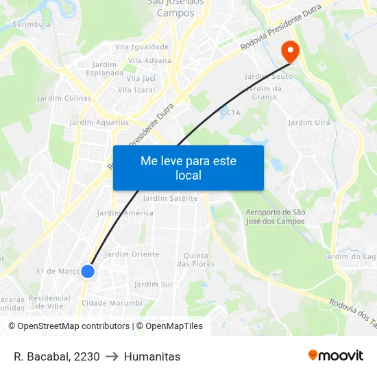 R. Bacabal, 2230 to Humanitas map