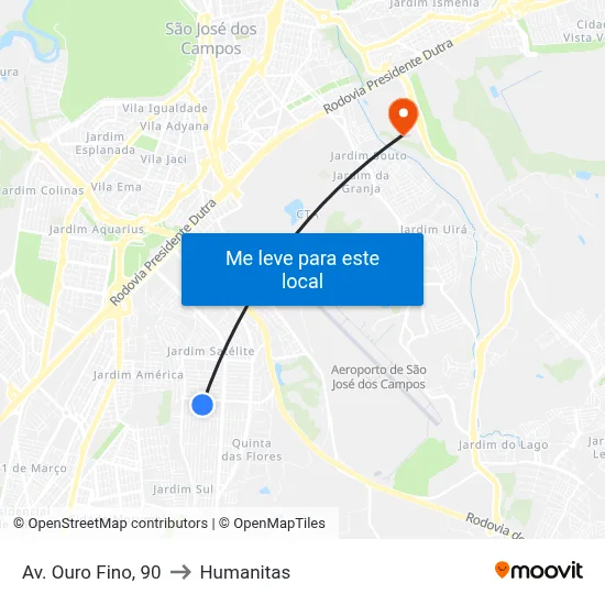 Av. Ouro Fino, 90 to Humanitas map