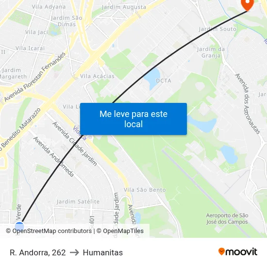 R. Andorra, 262 to Humanitas map