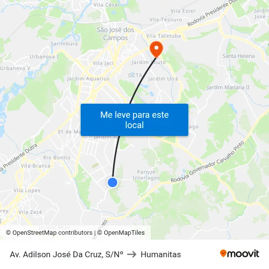 Av. Adilson José Da Cruz, S/Nº to Humanitas map