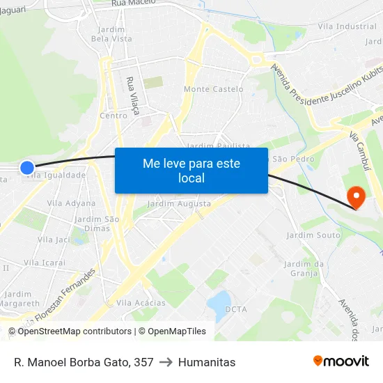 R. Manoel Borba Gato, 357 to Humanitas map