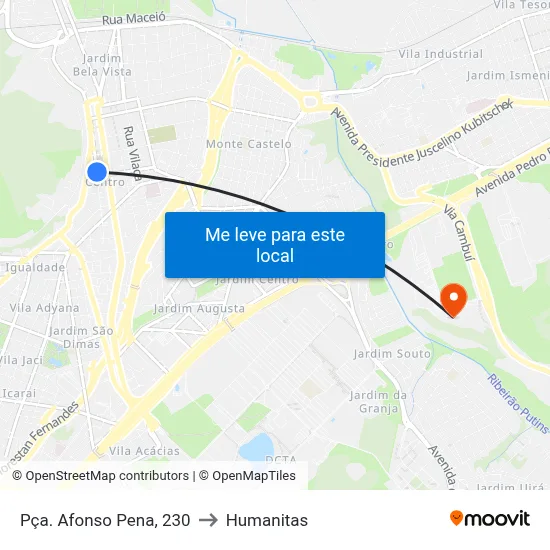 Pça. Afonso Pena, 230 to Humanitas map