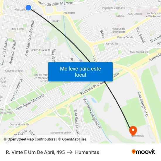 R. Vinte E Um De Abril, 495 to Humanitas map