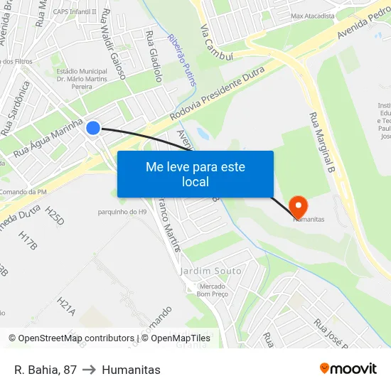 R. Bahia, 87 to Humanitas map