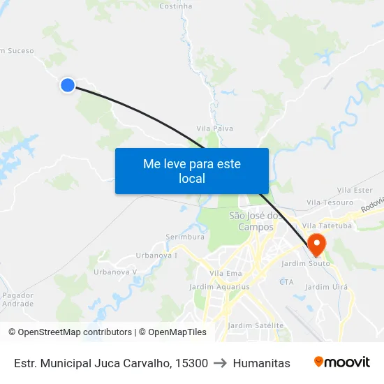 Estr. Municipal Juca Carvalho, 15300 to Humanitas map