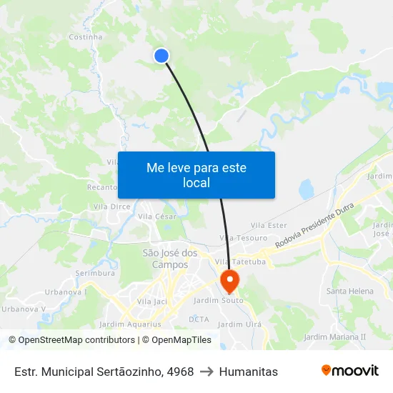 Estr. Municipal Sertãozinho, 4968 to Humanitas map