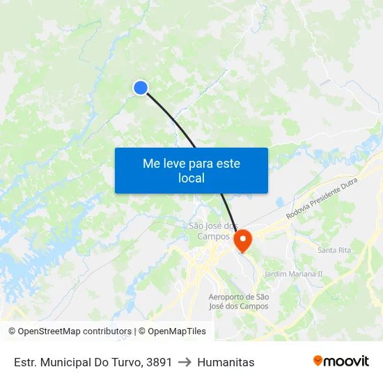Estr. Municipal Do Turvo, 3891 to Humanitas map