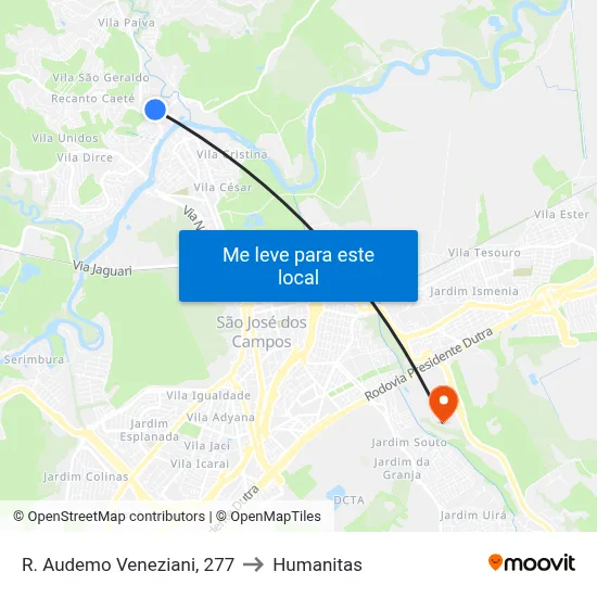 R. Audemo Veneziani, 277 to Humanitas map