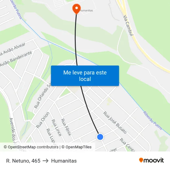 R. Netuno, 465 to Humanitas map