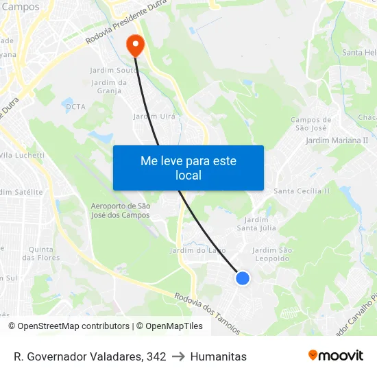 R. Governador Valadares, 342 to Humanitas map