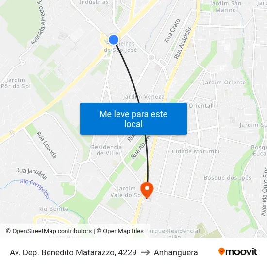 Av. Dep. Benedito Matarazzo, 4229 to Anhanguera map