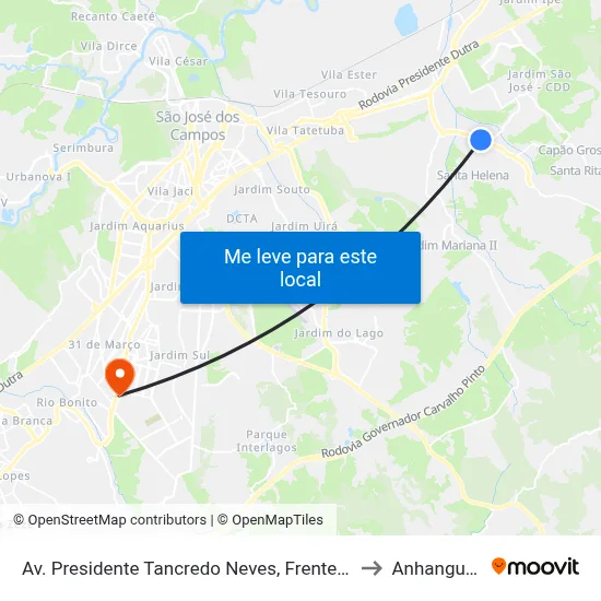 Av. Presidente Tancredo Neves, Frente 2810 to Anhanguera map