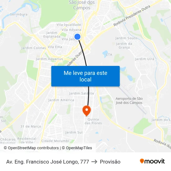 Av. Eng. Francisco José Longo, 777 to Provisão map