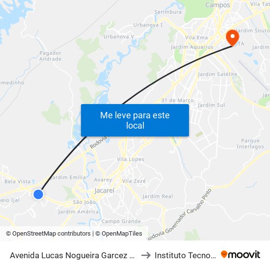 Avenida Lucas Nogueira Garcez 1940 - Jardim Esperança Jacareí - SP Brasil to Instituto Tecnológico De Aeronautica map