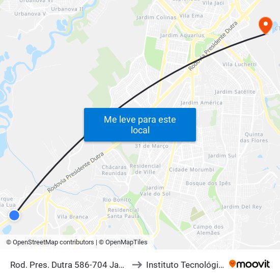 Rod. Pres. Dutra 586-704 Jacareí - SP 12335-010 Brasil to Instituto Tecnológico De Aeronautica map