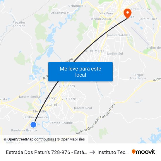 Estrada Dos Paturís 728-976 - Estância Porto Velho Jacareí - SP República Federativa Do Brasil to Instituto Tecnológico De Aeronautica map