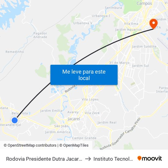 Rodovia Presidente Dutra Jacareí - SP República Federativa Do Brasil to Instituto Tecnológico De Aeronautica map