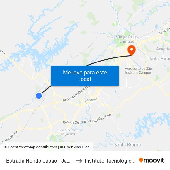 Estrada Hondo Japão - Jamic Jacareí - SP Brasil to Instituto Tecnológico De Aeronautica map