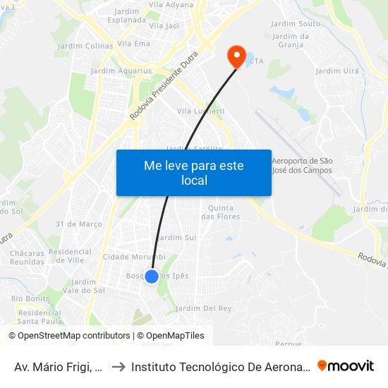 Av. Mário Frigi, 503 to Instituto Tecnológico De Aeronautica map