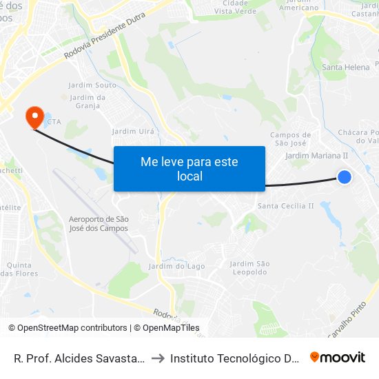 R. Prof. Alcides Savastano Júnior, 10 to Instituto Tecnológico De Aeronautica map