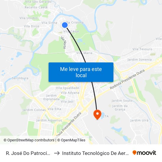 R. José Do Patrocínio, 29 to Instituto Tecnológico De Aeronautica map