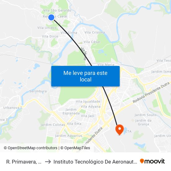 R. Primavera, 35 to Instituto Tecnológico De Aeronautica map