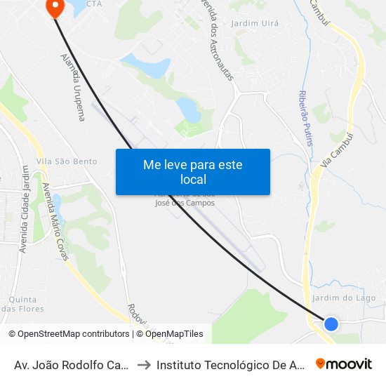 Av. João Rodolfo Castelli, 96 to Instituto Tecnológico De Aeronautica map