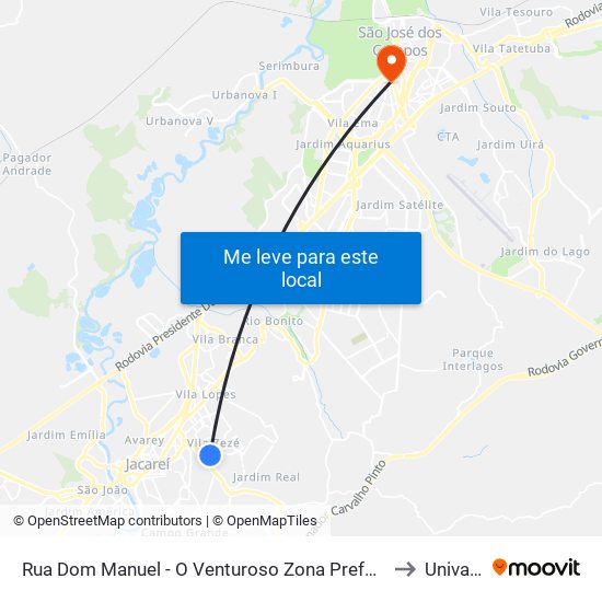 Rua Dom Manuel - O Venturoso Zona Preferencial 01 - Zap 1 Jacareí - São Paulo 12310 Brasil to Univap - Direito map