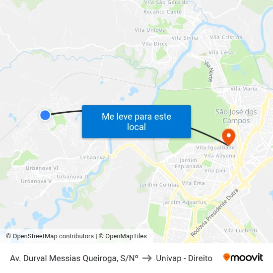 Av. Durval Messias Queiroga, S/Nº to Univap - Direito map