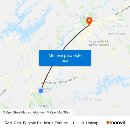 Rod. Gen. Euryale De Jesus Zerbine 1-131 Jacareí - SP Brasil to Univap - Direito map