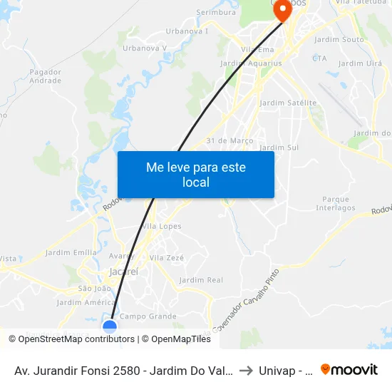 Av. Jurandir Fonsi 2580 - Jardim Do Vale Jacareí - SP Brasil to Univap - Direito map
